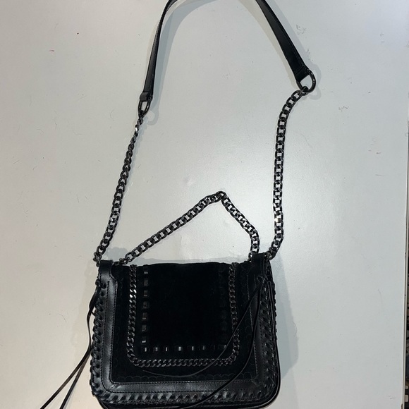 Zara black suede purse with chain detail - Picture 3 of 6